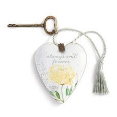 DEMDACO Always and Forever 옐로우 플로럴 8.9 x 8.9cm 3.5 3.5인치 레진 스톤 아트 하트 토 221159