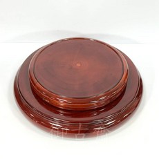 御古齋 精選實木厚重旋轉座 轉盤 承重力高 雙層木座 圓座 花台花座 聚寶盆底座 藝品展示盤, 1個, 紅色