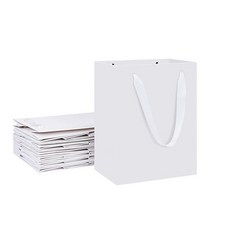 HUAPRINT 12팩 미디엄 화이트 선물 가방 20.3x12.7x25.4cm(8x5x10인치) 종이 가방 파티 선물 생일 결혼식 베이비 샤워 비즈니스 쇼핑용, 1 sheet (Pack of 12), White8510