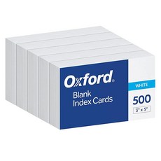 옥스포드 Oxford 인덱스 카드 7.6 x 12.7cm(3 5인치) 화이트 빈 노트 학교 및 공부용 플래시 벌크 팩 500개 (100개 5팩) (40175), 옥스포드 Oxford 인덱스 카드 7.6 x 12.7c