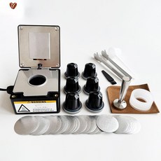 캡슐 커피 만들기 제조기 원두 기계 가정용 씰링 키트, 블랙 + 블루 컵 100개 필름 B, 1개입, 1g, 1