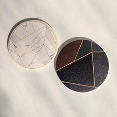 럭키세븐 티코스터 규조토 패브릭 코스터 컵받침 논슬립, 2개, 세그먼트화이트