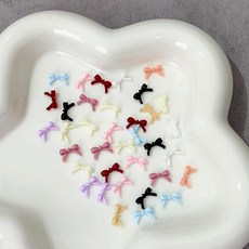 Ginhkok 네일 파츠 리본 스톤 입체 10가지 색상 랜덤 블렌드 6mm 8mm 10mm 나비 모양 디자인 작은 크기가 좀 크고 귀여워 레진 주얼리 파츠 데코 파츠 젤 네일