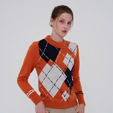 JDX 여성 아가일 라운드 풀오버(X2SPU8346OR)