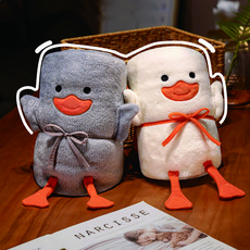 살림백단 오리 캐릭터 양면 극세사 포근 학생 무릎담요 이불 소프트 애착담요, 화이트오리(M), 화이트