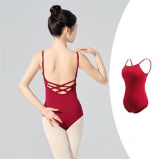 성인 발레복 상의 베이직 발레 무용 댄스 스포츠 언더웨어 속옷 캡내장 노메이커 레오타드형, 벽돌색