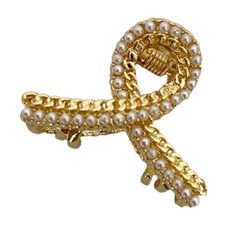 【XIAN ACC】小號金屬抓夾後腦勺珍珠水鑽髮夾網紅新款側邊鯊魚夾子頭飾, 金色