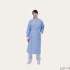 萊亞生活館 反穿式隔離衣- 台灣製 有口袋款 托嬰中心/長照/居家照護適用 領口加高, 水藍色, 1個