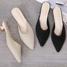 플랫 여성 블로퍼 힐 니트 여성 뮬 슬리퍼 샌들 구두