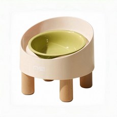 Makesure Pet 【犬貓適用 】 Rolls bowls 陶瓷寵物碗（高腳斜口護頸防打翻防濺出）, 奶油綠（24H出貨）, 1個