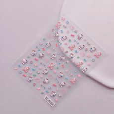 RoseAria 산리오 3D 캐릭터 네일 스티커, 1개, 화이트 + 핑크 + 블루