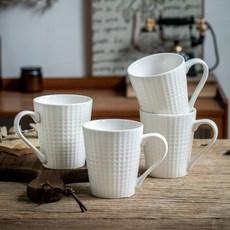 白色方塊盃子簡約浮鵰水盃套裝陶瓷馬剋盃4個傢用茶盃出口, 1個, 浮鵰喇叭盃-白色方塊4衹裝,300毫升