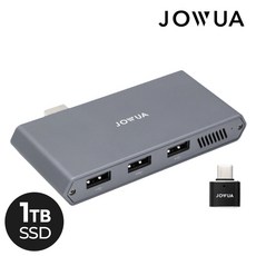 JOWUA 테슬라 3포트 USB허브 1TB NVMe SSD 내장 대시캠 리더 글로브박스 모델S/X/3/Y./.주니퍼/하이랜드/사이버트럭, 그레이, 1개