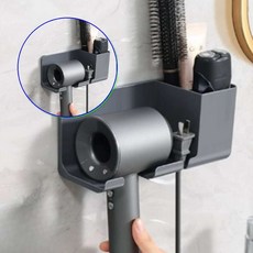 쌍문상회 욕실드라이걸이 헤어드라이거치대 드라이걸이 드라이기홀더 수납형 무타공걸이 벽부착 드라이기거치대 헤어드라이기거치대 드라이기고데기거치대 40872EA, 블랙