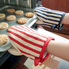 샤론 감성패턴 주방단열오븐장갑 2p, 1세트, 레드스트라이프