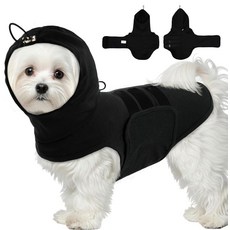 MORVIGIVE 조절 가능한 가슴 및 후드가 있는 XL 강아지 불안 조끼 | 불꽃놀이 번개 폭풍 별거 집 혼자 입을 수 있는 부드럽고 가벼운 진정 셔츠 (다크 그린), 블랙