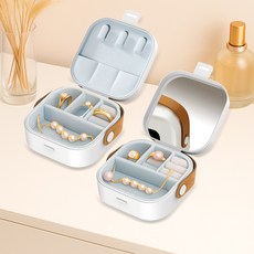 레디박스 미니 휴대용 액세서리 보관함 거울+귀걸이형 세트, 1개, 화이트