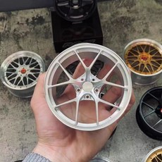 賽鋒模型 BBS 鋁合金鍛造輪圈 模型 改裝擺件 RAYS 掌中寶 仿真, BBS RID 銀, 1個