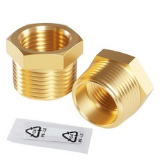 Sctihwelire 3/8 ~ 1/4 황동 파이프 감속기 육각 부싱 NPT 수-암 어댑터 배관 가스 라인 공기 압축기용 피팅 단조 커넥터 누출 방지 스레드 (6팩), 1/4-1/8, 1