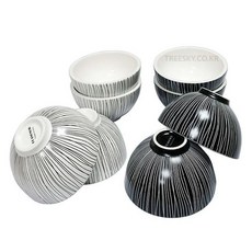블랑노아 도자기 밥그릇 공기4p, 색상:블랙, 1개