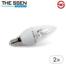 더쎈 LED 촛대구 램프 5W 투명 촛대전구 E17 세트, 2개, 주광색