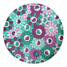 토탈하우스 해피플라워 사우나방석 원형 (M) 양면 사우나매트 국산제조 캠핑방석 목욕방석 원형방석, 1개, 퍼플