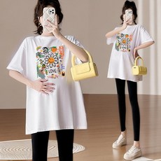 임부복 상의 봄 여름 임산부 루즈핏 트렌드 반팔 티셔츠 빅사이즈 캐주얼 여자 반팔티 WMY