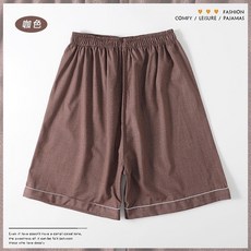 貝貝 男士棉苧麻汗蒸服短褲, 咖色,2XL
