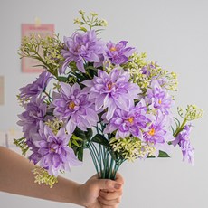 화예원 생화같은 조화 꽃다발 웨딩 부케 백일홍 인테리어 성묘꽃, 1개, 퍼플