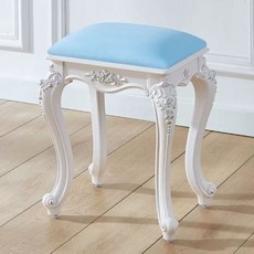 엔틱의자 스툴 르네상스 무채색사각스툴43cm 의자 화장대 피아노 스툴, F. 은색 하늘색 가죽