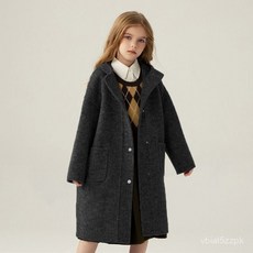 童繡雙面羊絨大衣兒童呢子外套，女童呢大衣男童連帽外套中長版，柔軟舒適保暖時尚