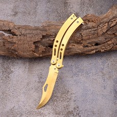 발리송 발로란트 csgo butterfly knife 접는 칼, 골드(곡선), 1개