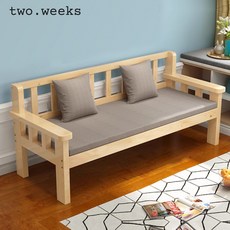 투윅스 원목 긴의자 벤치 의자 등받이 쿠션포함 2인 3인 4인 우드 나무 인테리어 거실 소파 쇼파, 80cm, 쿠션 포함, 월넛(니스칠)
