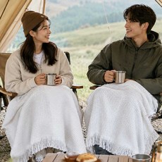 블랑하우스 여름 무릎담요겸 캠핑 다용도 테이블보, 1개, 90x90, 화이트