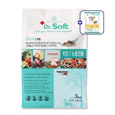 더독 닥터소프트 치킨 시니어 노령견 강아지 반건조 소프트 사료 + 올리고칩 증정, 3kg, 1개, 닭+고구마