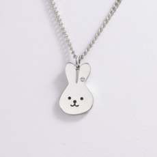 미아방지목걸이 귀염토끼 토끼목걸이 써지컬스틸 보조펜던트 체인 아동 어린이 키즈 키즈실버, 1개