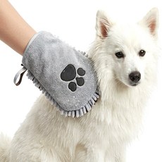 강아지 고양이 목욕장갑 극세사 타월 샤워장갑, 1개, 그레이