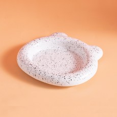 陶瓷貓碗 貓食盆 易打翻幼貓食盆, 1個, 啞光小熊盤   （芝麻點）