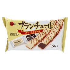 BOURBON 北日本 布朗秀 巧克力貓舌餅乾 白巧克力 & 巧克力 16入, 1個, 124.8g