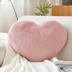 하트베개 하트쿠션 부드럽고 귀여운 토끼털라이크 하트쿠션, Pink