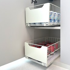 디위닉 무타공 슬라이딩 싱크대 하부장 레일 수납 선반, 1개, 아이보리