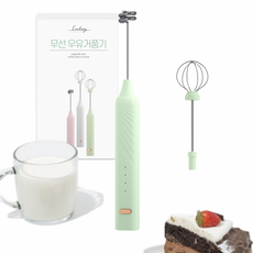 전동 우유거품기 라떼 핸디 무선 3단 USB충전 스텐 비바니, 민트