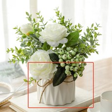 北歐風仿真花藝盆栽，客廳辦公室裝飾擺件，免澆水假花，提升居家品味, 1個, 白色花盆單獨購【高仿真】+綁繩