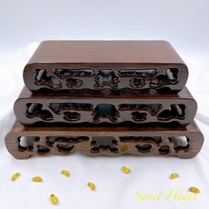Sweet Heart 田芯好物精選 黑梓木底座 實木底座 精美雕花 聚寶盆/貔貅/龍龜底座, 黑梓木圓款,中款, 1個