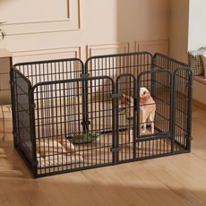 설치 쉽고 단단하고 안정성 좋은 철제 울타리, 블랙, 1세트