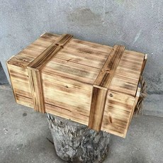 우드박스 수납함 와인 보관함 오동나무 견고한 고급스러운, 42 x 26 x 18, 번트 우드 그레인