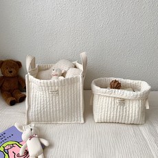 올포홈 누빔바스켓 아기 유아 누빔 바구니 패브릭 장난감 기저귀 보관함 천바구니 베이지 포켓형 바스... 1개, 아이보리 스퀘어라지 바스켓