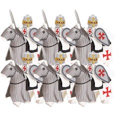 중세 유럽 기사단 피규어 판금 기사 나이트 전사 템플러 로마군 십자군 창병, 30 적색 템플 철기병대(6쌍), 1개