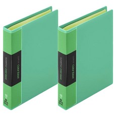 킹짐 컬러 베이스 10포켓 클리어 카드 파일 미니, 그린, 2개