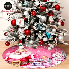 摩達客粉紅聖誕老公公10號聖誕樹裙90cm，聖誕樹裝飾底墊，打造夢幻聖誕, 1個